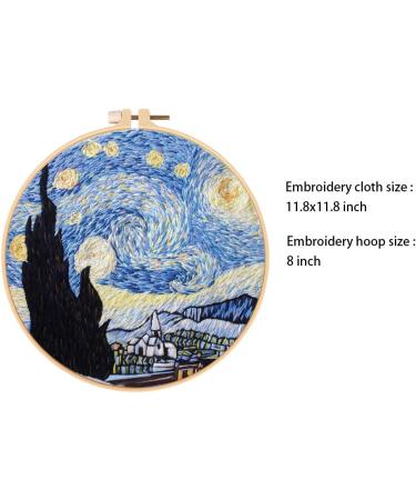 HaiMay 3 Sets Embroidery Starter Kit - Sky Pattern, Bamboo Hoops, Color Threads & Tools - Buy Online on SooperMarket.com