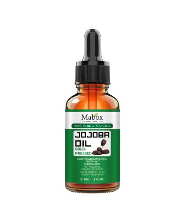 Organic Jojoba Oil 100% Pure Natural Cold Pressed Jojoba Oils for Hair Face Beard Skin and Nails Base Carrier Oil Multi-Purpose Oil for Massage and DIY (1 Fl Oz 30ML)