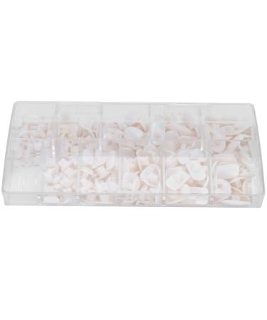 Nail Tip 200 Pieces Practice Training False Hand Nail Tip Beginner DIY False Fake Nail Manicure Tool (White)