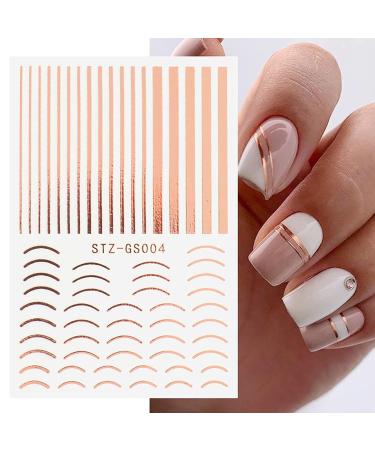 6 Sheet Gold French Fashion Line Nail Art Stickers Decals - Self-Adhesive 3D Nail Decals for Luxury Nail Design and Supply - Buy Online on SooperMarket.com