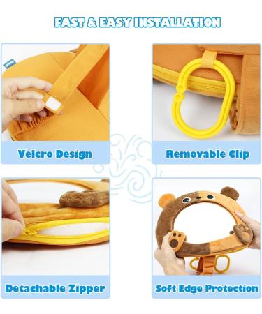 AIPINQI Baby Car Mirror | Rear and Forward Facing Easy View Cartoon Mirror for Infant and Newborn | 100% Shatterproof Safety | Bear Design - Buy Online on SooperMarket.com