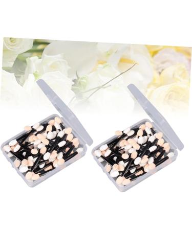 FOYTOKI 100 Pcs Cosmetic Eyeshadow Eyeshadow Brush Eyeshadow Makeup Double Head Eyeshadow Black Size 2 Black - Buy Online on SooperMarket.com