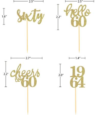 24 Pcs Glitter 60th Birthday Cupcake Toppers for Celebrating Sixty Years Old Birthday Party Decorations (Gold) - Buy Online on SooperMarket.com