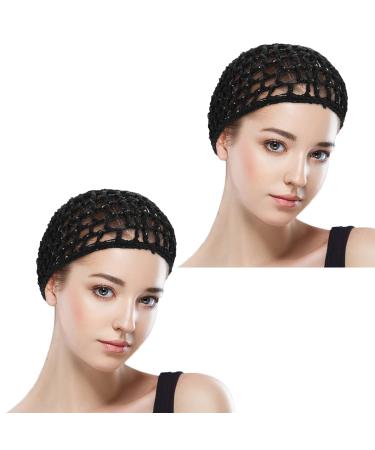 2 PCS Black Mesh Hair Net Caps for Women - Long Straight/Curl Wig Snood Wrap Bonnets with Bun Lift Strap - Ideal for Sleeping, Cooking, Ballet - Buy Online on SooperMarket.com