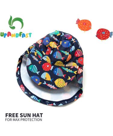 UPF 50+ Baby Girl One Piece Swimwear Suit with Sun Hat | Toddler Swimsuit | Colorful Fish Design | 18-24 Months - Buy Online on SooperMarket.com