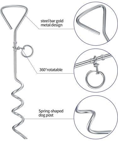 Heavy Duty Dog Stake 40cm With 3m Dog Chains for Outside Steel Spiral Dog Stake for Camping Dog Ground Spike for Outdoor Yard and Camping Puppy Pet and Medium Dogs (Up To 125 Lbs) - Buy Online on SooperMarket.com