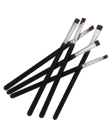 PLAFOPE 6pcs Flat Eyebrow Brush Eyeliner Brush Slanted Eyeliner Makeup Tool Eye Lash Brush Wooden Handle