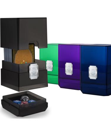 Sooez 4 Pack MTG Deck Card Box Strong Deck Case Holder Boulder 100+ with Dice Storage Boulder Deck Card Box Translucent Deck Card Boxes for Magic/Pokemon/YuGiOh/Commander/TCG Cards