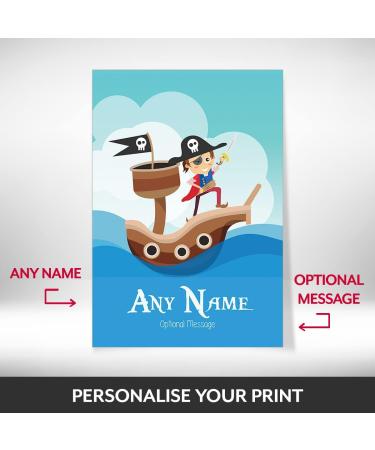Personalized Pirate Ship Print for Boys Bedroom - Ideal for Birthday, Christening, or Naming Day Decor - Wall Art Keepsake for Sons, Godsons, and Brothers - Buy Online on SooperMarket.com
