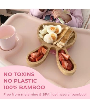 Nohla Baby Weaning Suction Plate - Billie the Bunny - Cherry - 100% Bamboo & FDA Silicone - Spill-Proof Base - BPA-Free - Ideal for 6 Months - Buy Online on SooperMarket.com