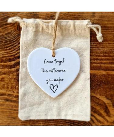 Plaque + Bag Thank You Gift for Friend Never Forget Difference You Make Hanging Ornament Acrylic Hanging Heart Plaque Gift Hanging for Best Heart Plaque Gift - Buy Online on SooperMarket.com