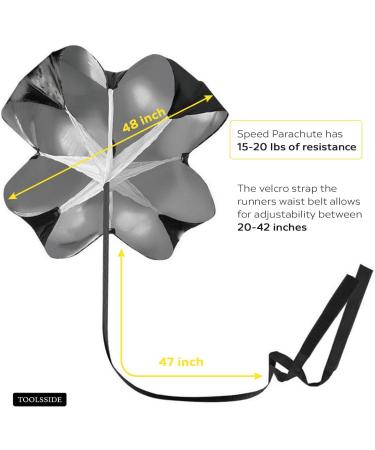 TOOLSSIDE Speed Parachute for Speed Training 48 - Running Speed Chute with Carrying Bag for Kids, Youth, and Adults - Buy Online on SooperMarket.com