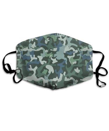 Green Colors Forest Texture Washable Reusable Mask Cotton Anti Dust Half Face Mouth Mask For Kids Teens Men Women With Adjustable Ear Loops