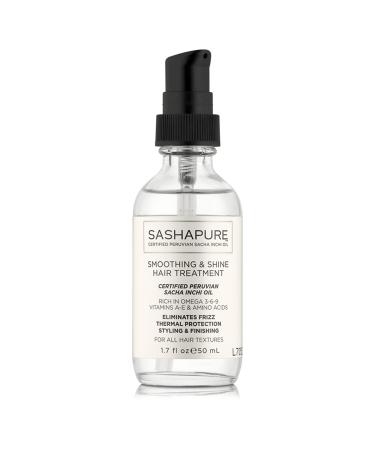 Sashapure Smoothing & Shine Hair Treatment with Sacha Inchi Oil - Eliminates Frizz  Heat Protection  Styling & Finishing  1.7 fl.oz. Natural 1.7 Fl Oz (Pack of 1)