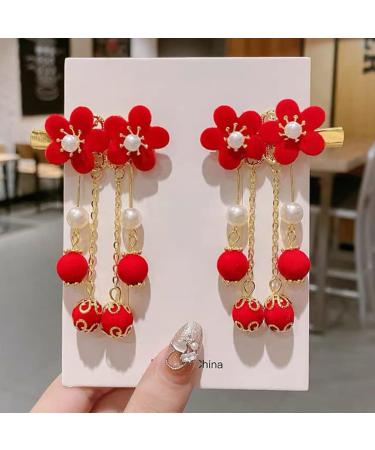 KALLORY Baby Hair Accessories: Tassel & Kimono Flower Hair Clip Set - Girl Hair Clips in Chinese Ancient Style (1 Pair) - Buy Online on SooperMarket.com