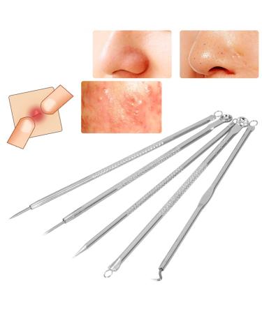 Shop 5pcs Stainless Steel Blackhead Removal Tool Set - Double-Ended Acne & Pimple Tool for Effective Skin Care - Buy Online on SooperMarket.com