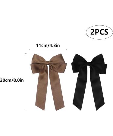 Pack of 2 Hair Bows Hair Clips with Bow Bow Hair for Girls Women (Black Brown) - Buy Online on SooperMarket.com