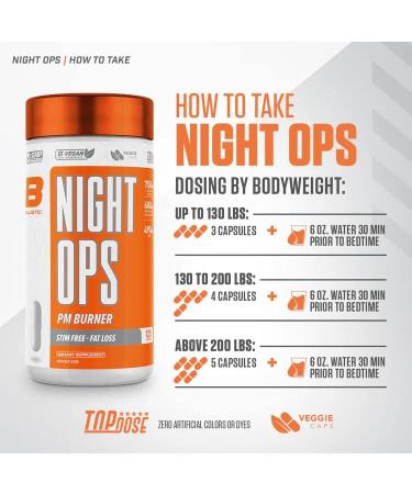 Ballistic Supps - NIGHT OPS - 125 Vegetarian Capsules - NIGHT TIME Fat Metabolizer - Fat Burner - Buy Online on SooperMarket.com