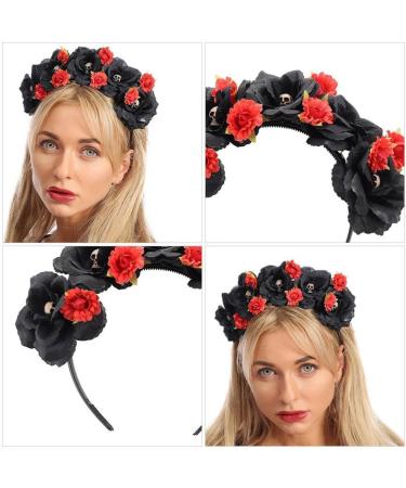 minkissy Day Of The Dead Headband Mexican Flower Skull Crown Hair Hoop Cosplay Party Headwear Halloween Headpiece Costume for Women Girls Ladies - Buy Online on SooperMarket.com