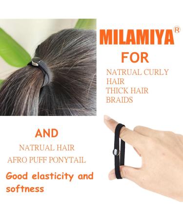 MILAMIYA High Elasticity Snap Hair Ties for Thick & Curly Hair | Connectable Hair Rope | No Slip Adjustable Hairband for Puff Ponytail - 8PCS, Black - Buy Online on SooperMarket.com