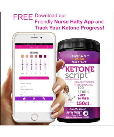 Nurse Hatty - 150 Ketone Test Strips w Built-in Color Chart Free Keto Guide eBook & Free App - Made-in-The-USA - Urine Test for Ketogenic Ketosis Low Carb Atkins & Paleo Diets - Extra Long Strips 150 count (Pack of 1) - Buy Online on SooperMarket.com