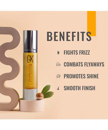 GK Hair Global Keratin Serum 50ml - 100% Organic Argan Oil for Frizz Control Heat Protection & Strengthening - Hair Repair Solution - Buy Online on SooperMarket.com