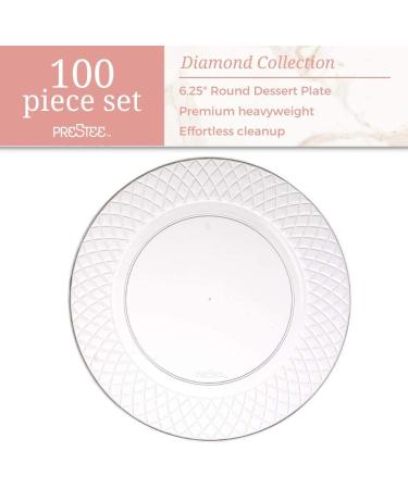 100 Clear Plastic 6.25 Inch Disposable Dessert Plates - Elegant Round Party Plates for Weddings & Events - Buy Online on SooperMarket.com