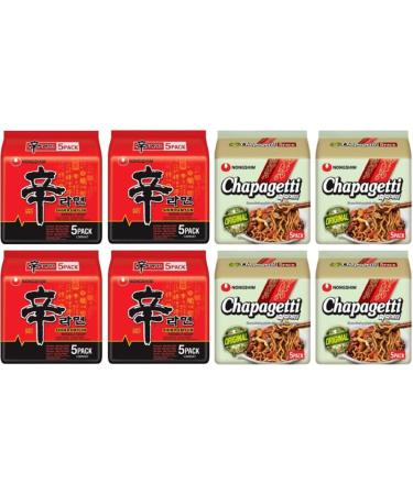 Nongshim Shin Ramyun Chapagetti Chajang Instant Ramen Noodle Soup 2 Flavours Assorted Bundle (Pack of 40) by CNMART - Buy Online on SooperMarket.com