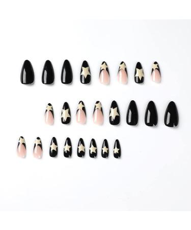 French Tip Press on Nails - White Stars Design, Almond Shape, 24pc Fake Nails for Women - Buy Online on SooperMarket.com