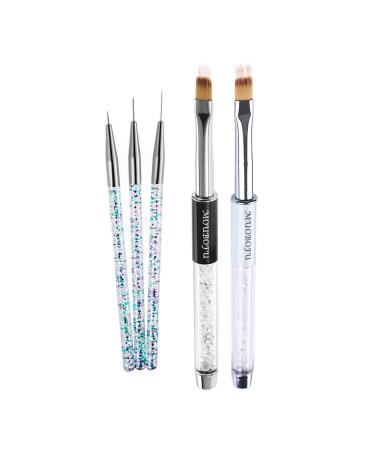 Muobofu 2 pieces ombre brush baby boomer and 3 pieces nail polish brush uv gel gel color gradient nail art painting pen Strass crystal acrylic nail drawing pen