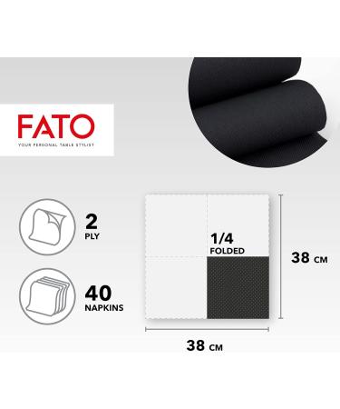 FATO Disposable Black Paper Napkins - Soft & Eco-Friendly 40 Pack 38x38cm 2-Layer FSC Certified - Buy Online on SooperMarket.com
