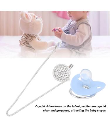 Bling Baby Pacifier Clip - Curved Silicone Design with Rhinestone Crown for Infants 6 to 18 Months - Stylish & Safe Newborn Pacifier (Blue M) - Buy Online on SooperMarket.com
