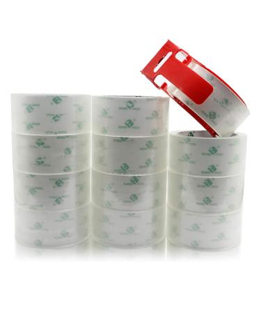 BOMEI PACK 12 Rolls Clear Packing Tape Rolls with Free Dispenser, Heavy Duty Refill Tape for Shipping Moving and Packaging, 2.4Mil 1.88 Inch x 60 Yard