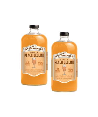 Stirrings Simple Peach Bellini Non-Alcoholic Cocktail Mix, TWO 25.4 fl. oz. (750ml) Bottles