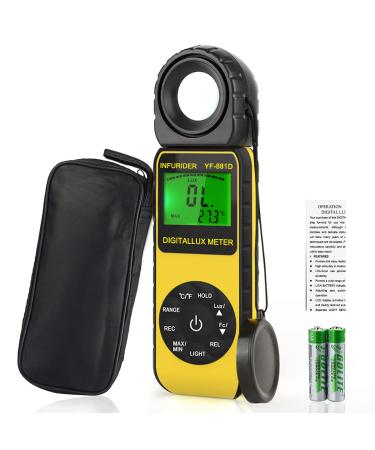INFURIDER Light Meter Lux Meter YF-881D,Digital Illuminance Meter with Ambient Temp & Lighting Measures to 400,000 Lux,Foot Candle Meter Photometer for Photography LED Plant Growing 2.YF-881D(0.01400,000 Lux )