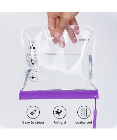 ECOHUB Airport Security Liquids Bags - 2 Pack Clear Travel Toiletry Bags with Strap - Airline Approved - Purple - Buy Online on SooperMarket.com