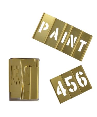 Deezio 1 Brass 46 Pieces Interlocking Stencil Set of Numbers and Letters Kit 1inch(46piece)