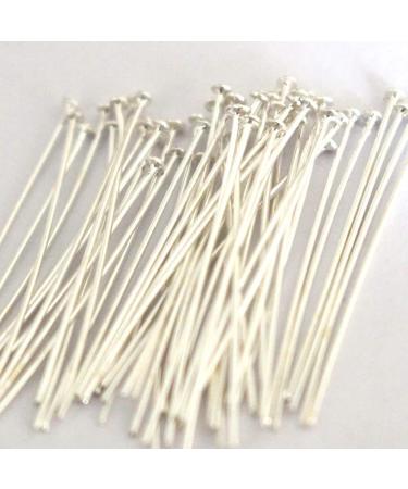 Tacool Real 925 Sterling Silver Head Pins Flat Coin Head for Gemstone Jewelry Making Beads (Silver  0.5x1.5x25mm) Silver 0.5x1.5x25mm