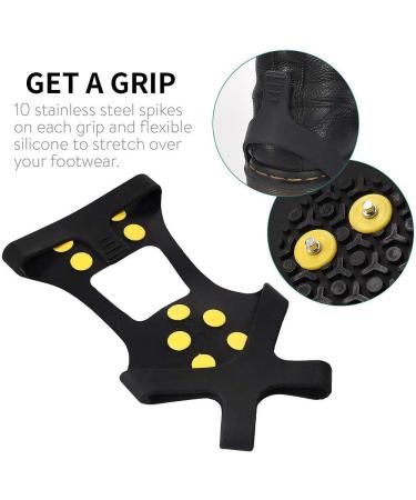 10-Stud Ice Cleats Shoe Spikes - Slip-On Crampons for Winter Outdoor Sports & Climbing - International Shipping Available - Buy Online on SooperMarket.com