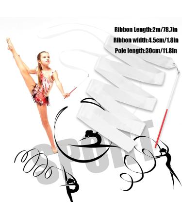 Grevosea 4pcs Gymnastics Dance Ribbons with 30cm Wand - White Rhythmic Gymnastics Equipment for Kids Talent Shows - 78.74inch Streamers - Buy Online on SooperMarket.com