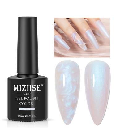 MIZHSE Pearl Gel Nail Polish, Glitter Drawing Gel Polish Shell Thread Shimmer Mermaid Nail Gel Soak Off UV Gel for Salon At Home DIY Manicure Pearl Gel 008