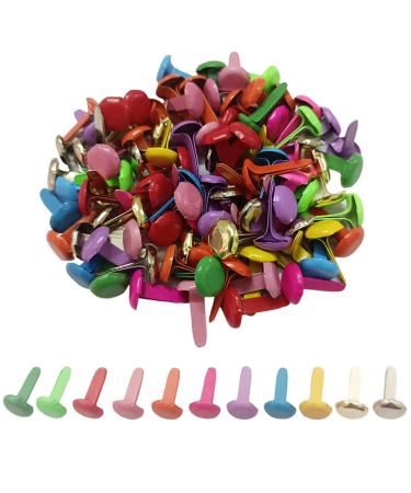 100pcs Multicolor Split Pins Pastel Metal Brad Fasteners Mini Brads Round Brads for DIY Crafts Projects Scrapbooking Office (8mm x 12mm)