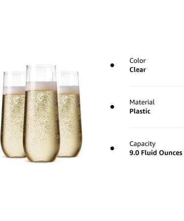 36 Pack Stemless Plastic Champagne Flutes - 9 Oz Clear Toasting Glasses | Shatterproof, Recyclable, BPA-Free - Munfix - Buy Online on SooperMarket.com