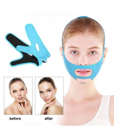 Facial Slimming Bandages V-face Line Belt Reducer and Anti-wrinkle Face Care Compact Skin(Blue)