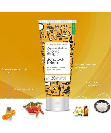 Blossam Kochhar Aroma Magic Sun Block Lotion SPF 30 PA ++ Broad Spectrum UVA / UVB protects and mattifies - 100 Gram - Buy Online on SooperMarket.com
