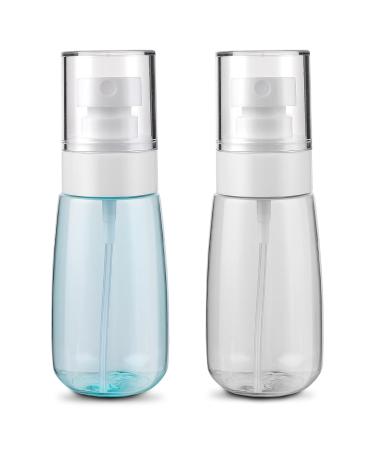 WLLHYF 2 Pack Travel Spray Bottle TSA Approved Small Spray Bottle Travel Size 2oz/60ml Leak Proof Refillable Fine Mist Spray Bottle for Perfume Essential Oils Toners Hair Face Cosmetics (blue/clear)