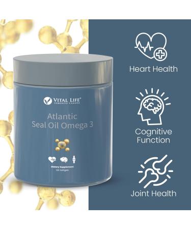 Atlantic Seal Oil Omega 3 1000mg Capsules - Made In Canada Rich in DHA DPA EPA - Natural Supplement to Support Heart Health & Manage Cholesterol Level - Alternative to Cod Liver & Krill Oil - 120 softgels - Buy Online on SooperMarket.com