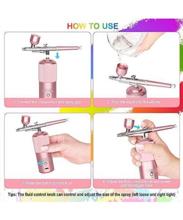 Closer Airbrush Set - Handheld Airbrush Compressor Pink Metal for Nail Art Cosmetics Cake Decorating - Buy Online on SooperMarket.com