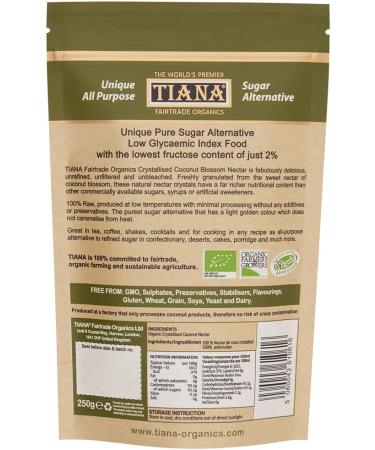 TIANA Fairtrade Organics Premium Coconut Nectar 250g - Pure Sugar Alternative - Buy Online on SooperMarket.com
