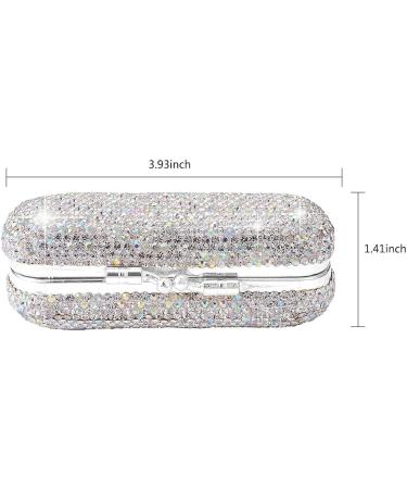XhuangTech Bling Lipstick Holder Case with Mirror - Rhinestone Crystal Makeup Organizer for Ladies (Silver) | Portable Lipstick Case - Buy Online on SooperMarket.com
